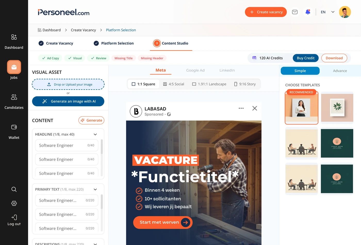 Content Studio iteration 1 — power-user dashboard exposing every ad control at once